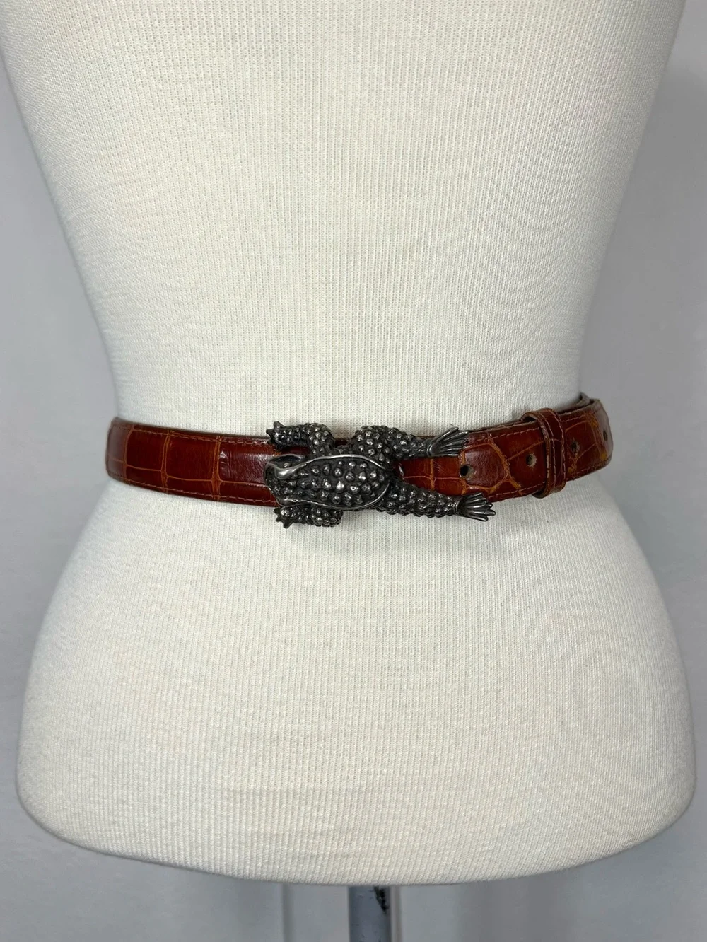 Barry Kieselstein-Cord Herman Toad Frog Sterling Silver Buckle Genuine Alligator